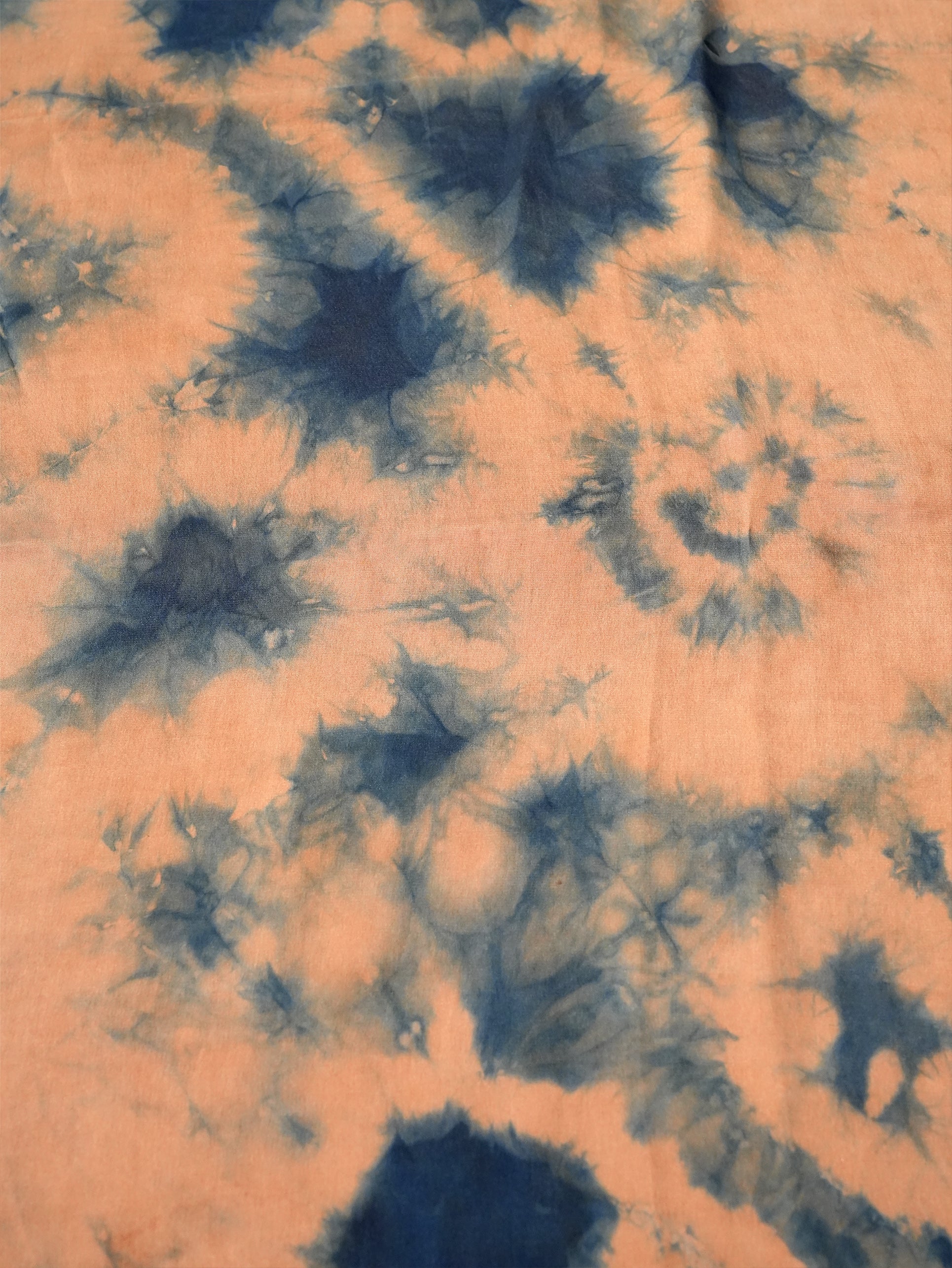 R.01 - Indigo Tie Dyed Botanical Red Silk